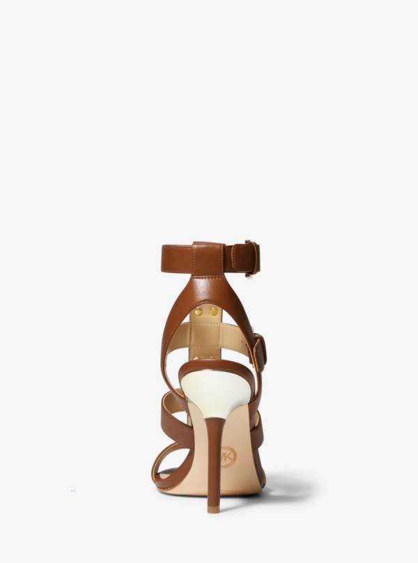 Damske Sandále Michael Kors Wren Studded Leather Hnede - Topanky Michael Kors Sleva | WJLXZ-3465